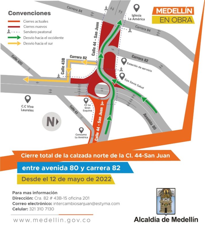 Nuevo cierre de via por obras del intercambio vial de la 80 en Medellin 2 714x800 2