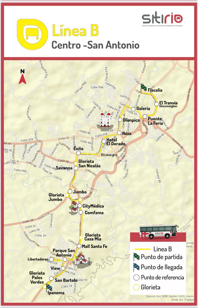 Línea B- sentido Centro-San Antonio Pereira
