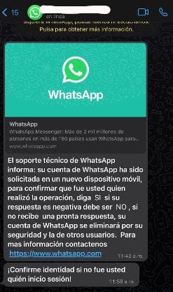 Con falsos mensajes, están robando cuentas de WhatsApp 1 MENSAJE FALSO 1