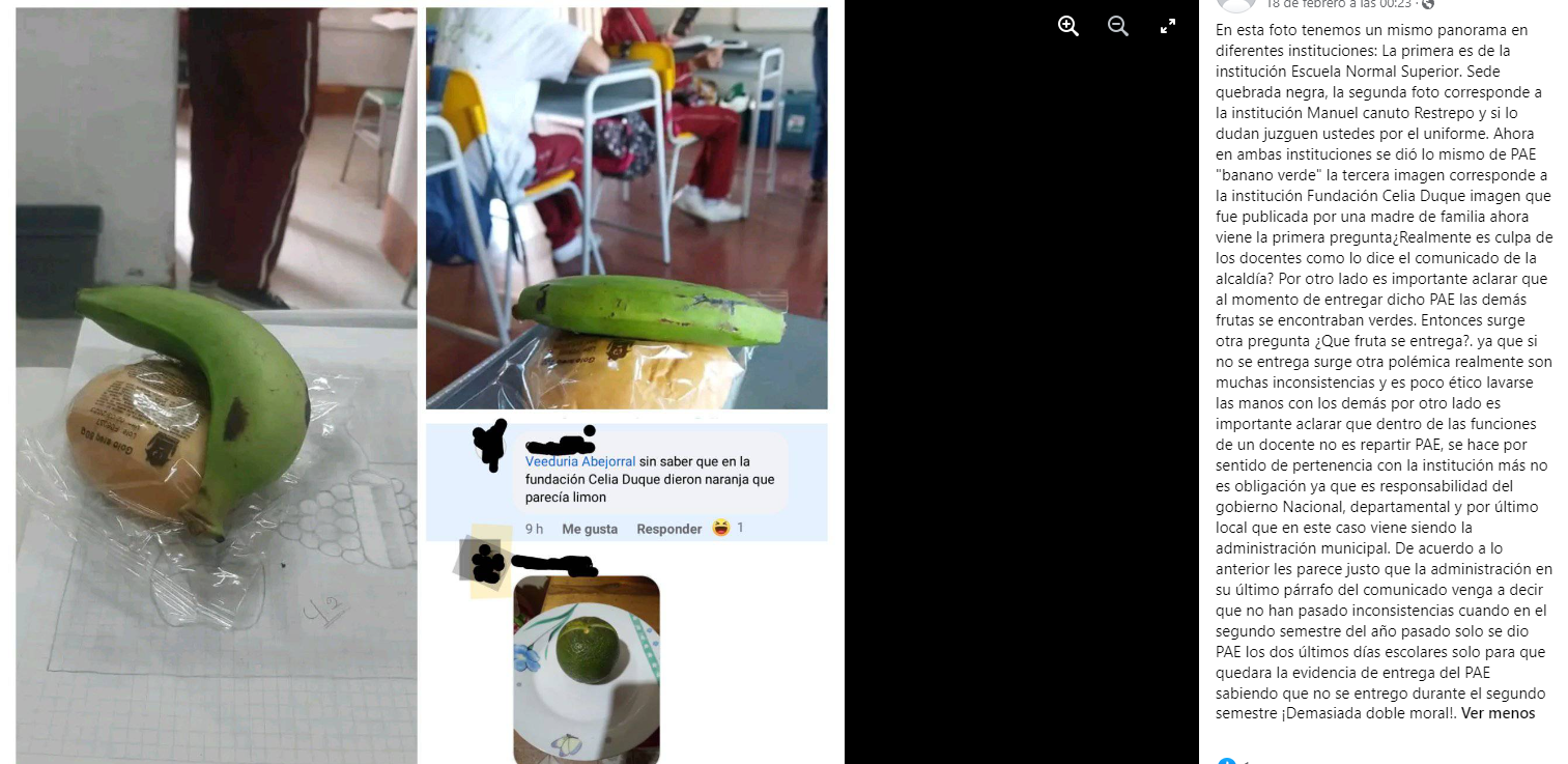 Polémica por raciones del PAE en Abejorral 1 denuncia pae abejorral