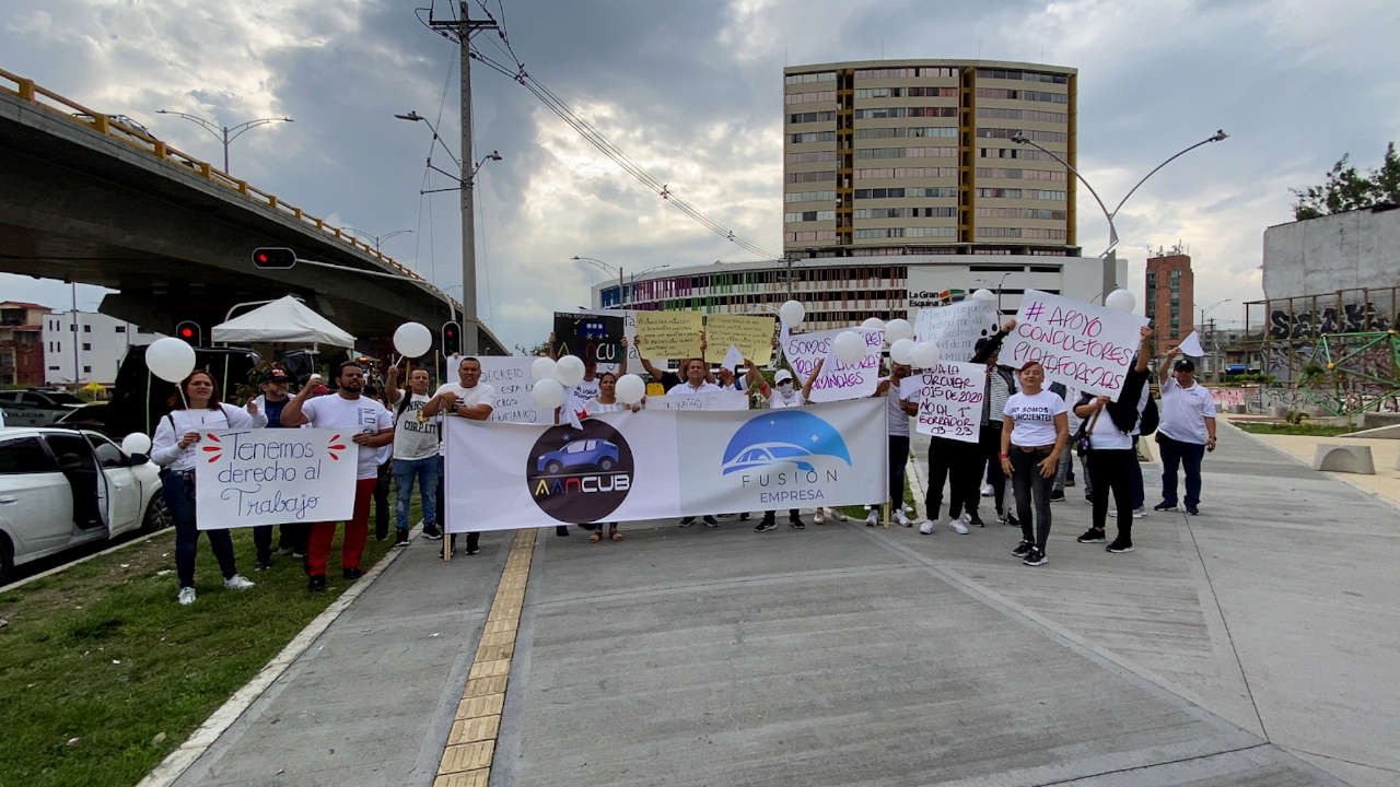 Marcha de conductores de plataformas digitales de transporte Conductores