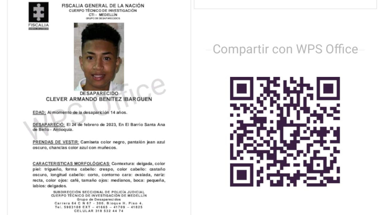 desaparecido menor de edad bello