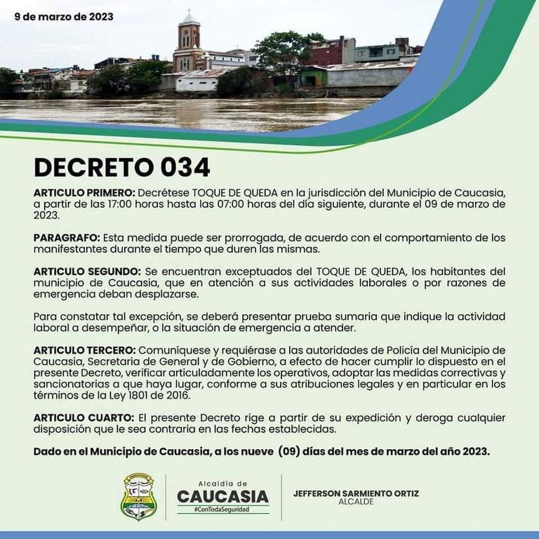 Decretan toque de queda en Caucasia por jornada violenta en el municipio 1 toque de queda caucasia