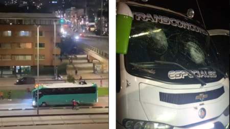 Intolerante recibimiento de la hinchada del Millonarios a los hinchas del DIM