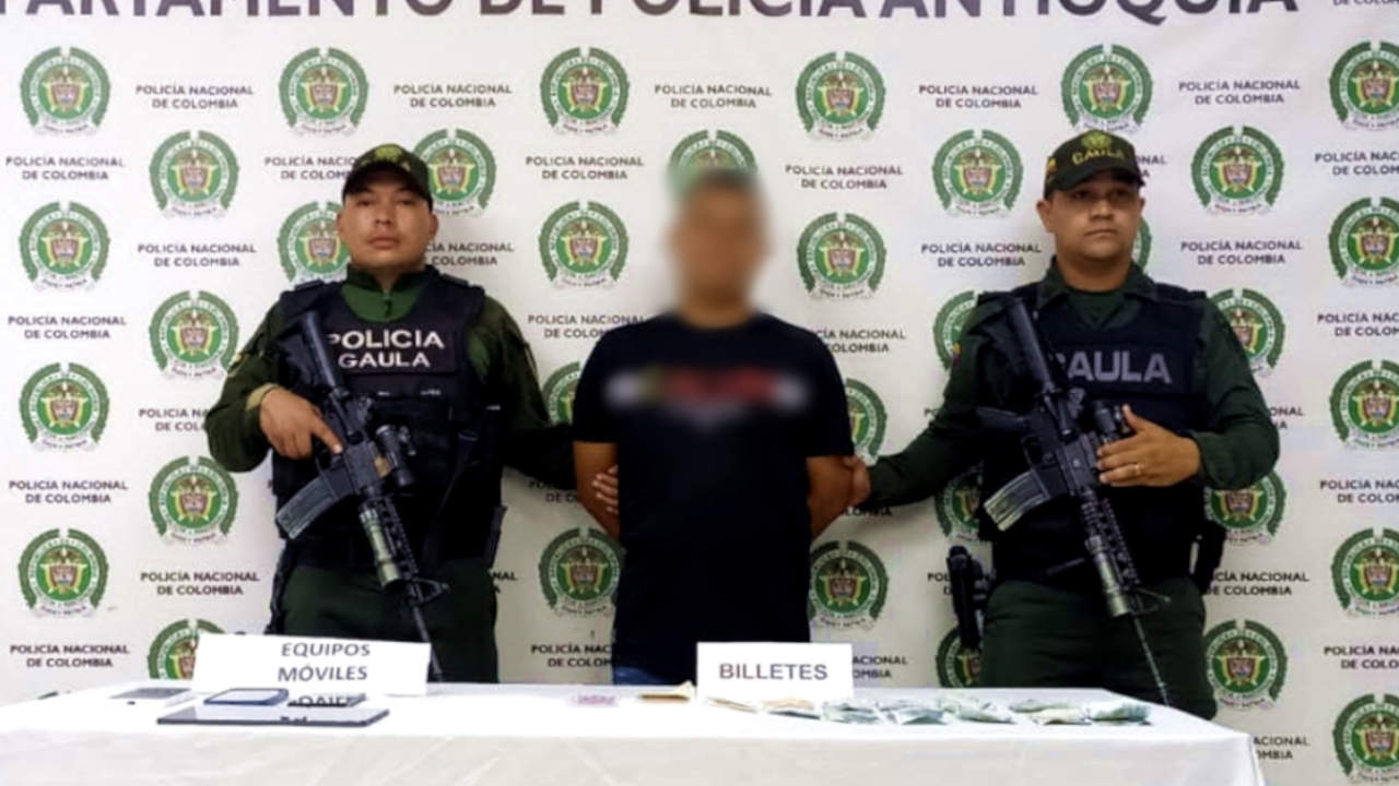 Cayó en Caucasia ‘Marino’, presuntamente, por extorsionar a la comunidad de El Bagre