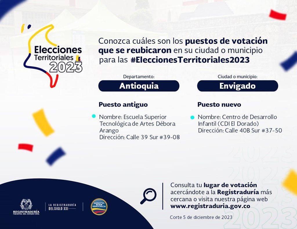 83061 la registraduria especial de envigado informa el