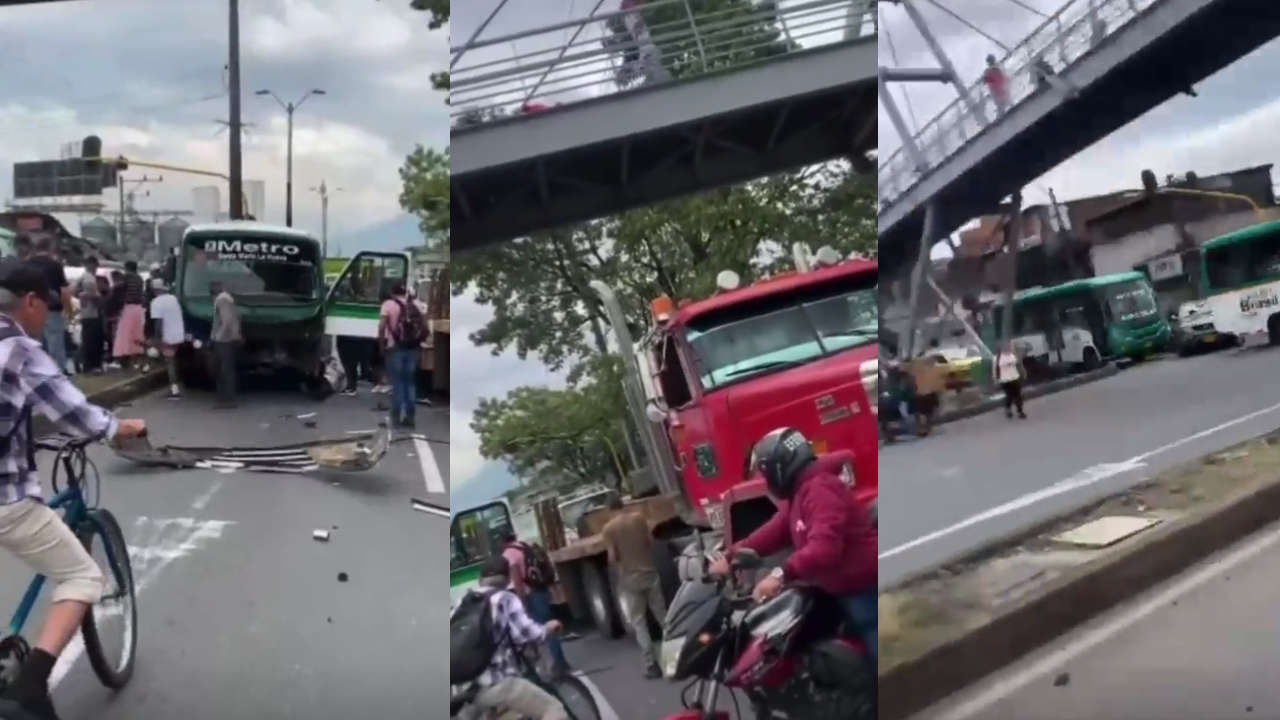 Un bus del Metro involucrado en accidente de tránsito múltiple en Itagüí