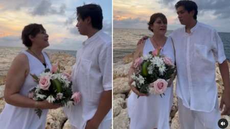 Alina Lozano se casó con su joven novio Jim Velásquez en una playa alina-lozano-jim