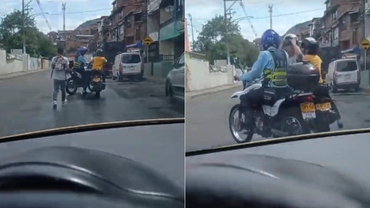 “Lo braveó”: sujetos confrontan a un agente de tránsito en Medellín