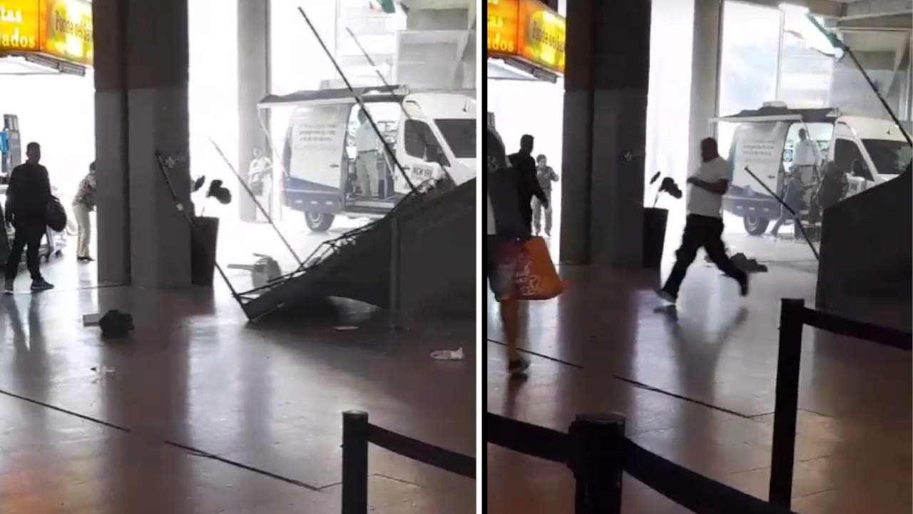 Fuerte aguacero hizo ‘volar’ varios objetos de la Terminal del Sur de Medellín Fuerte aguacero hizo 'volar' varios objetos de la Terminal del Sur de Medellín
