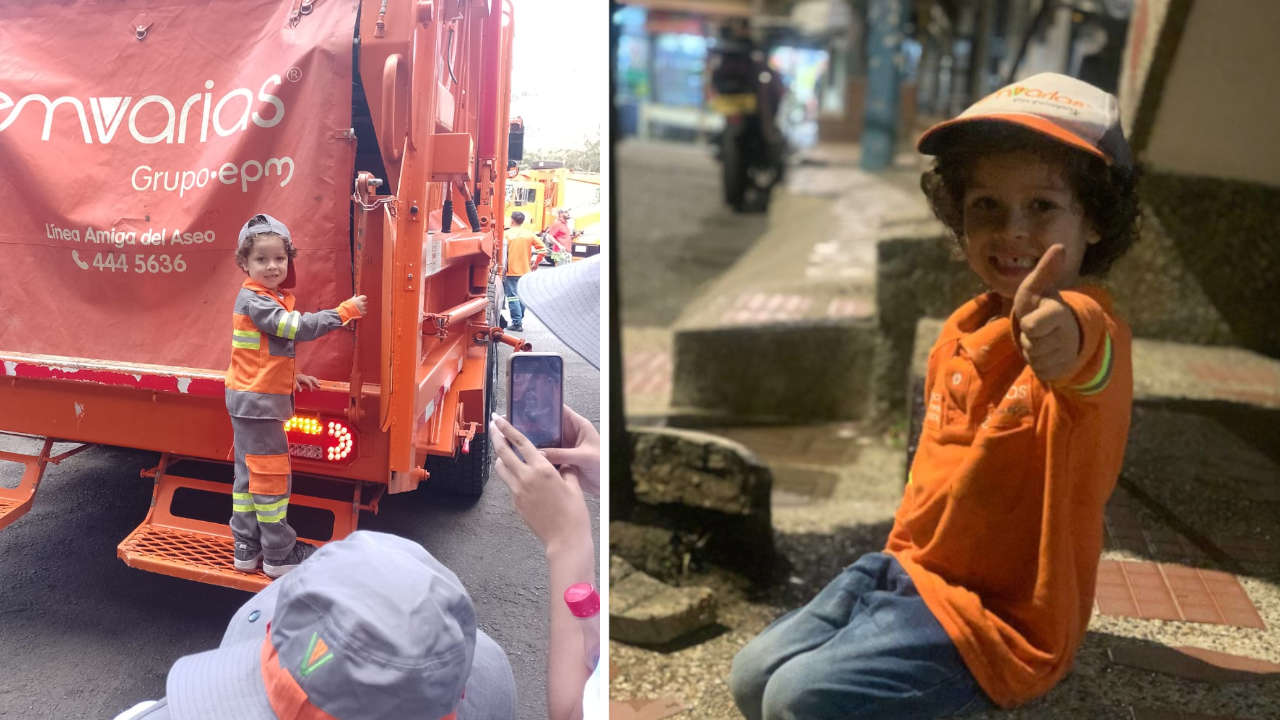 ¡Qué ternurita! Niño de Medellín se viste como los empleados de Emvarias, les tiene mucho cariño niño-emvarias-medellín