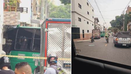 Bus chocó contra una casa en Medellín: hubo fuga de gas, llamas y cuatro lesionados accidente-bus-la-america