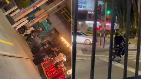 En la bomba de gasolina de San Diego, motociclistas hurtan a un joven