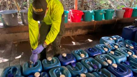 Destruyen laboratorio para procesamiento de clorhidrato de cocaína, en El Peñol