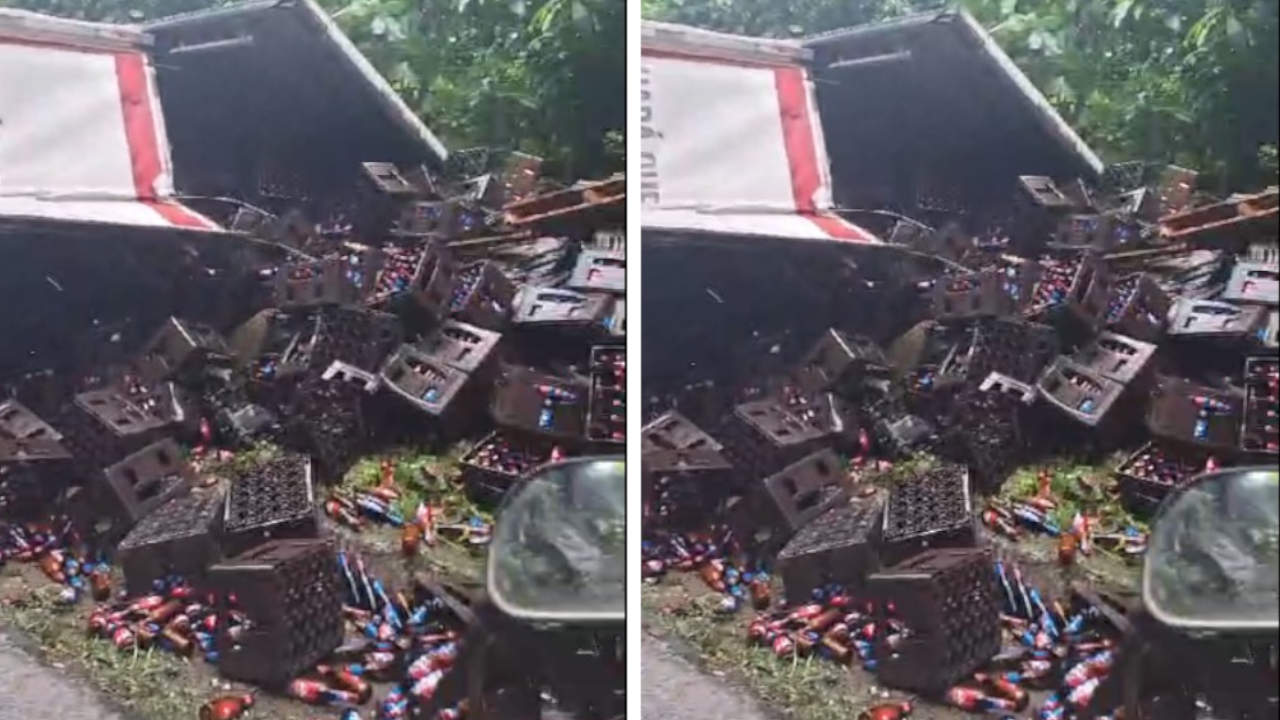 En inmediaciones de San Luis, un camión se volcó derramando el líquido que traía en su interior