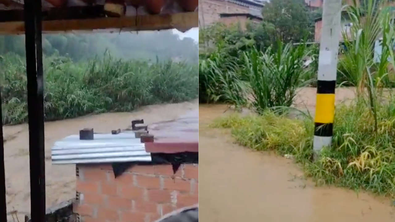 Vías inundadas en La Playita, Medellín