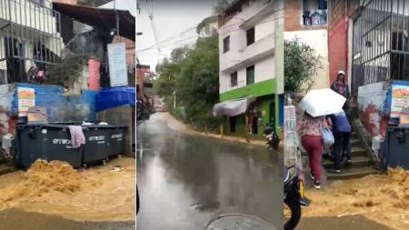 Fuertes lluvias generan inundaciones en Santo Domingo Savio, Medellín