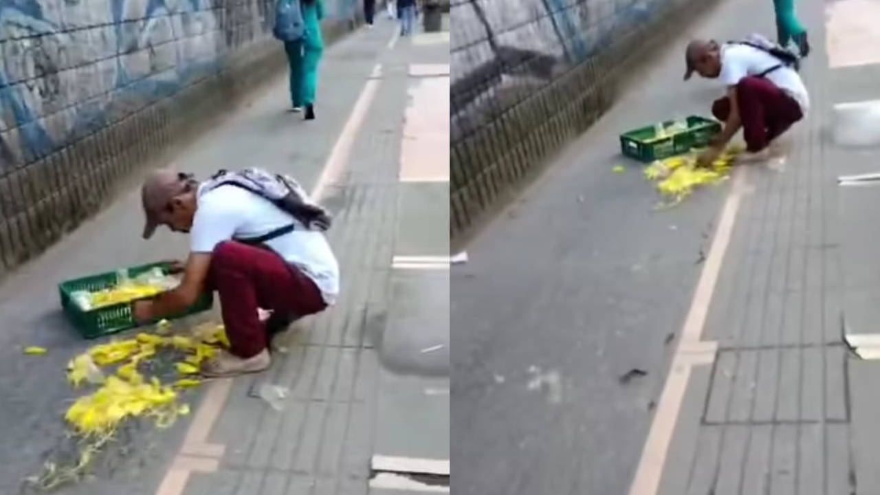 Denuncia que un señor hace que se le caigan los mangos para que otras personas le ayuden con dinero