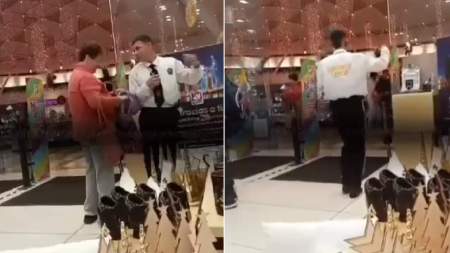Video: vigilante de un centro comercial cumple su deber al ritmo de la música