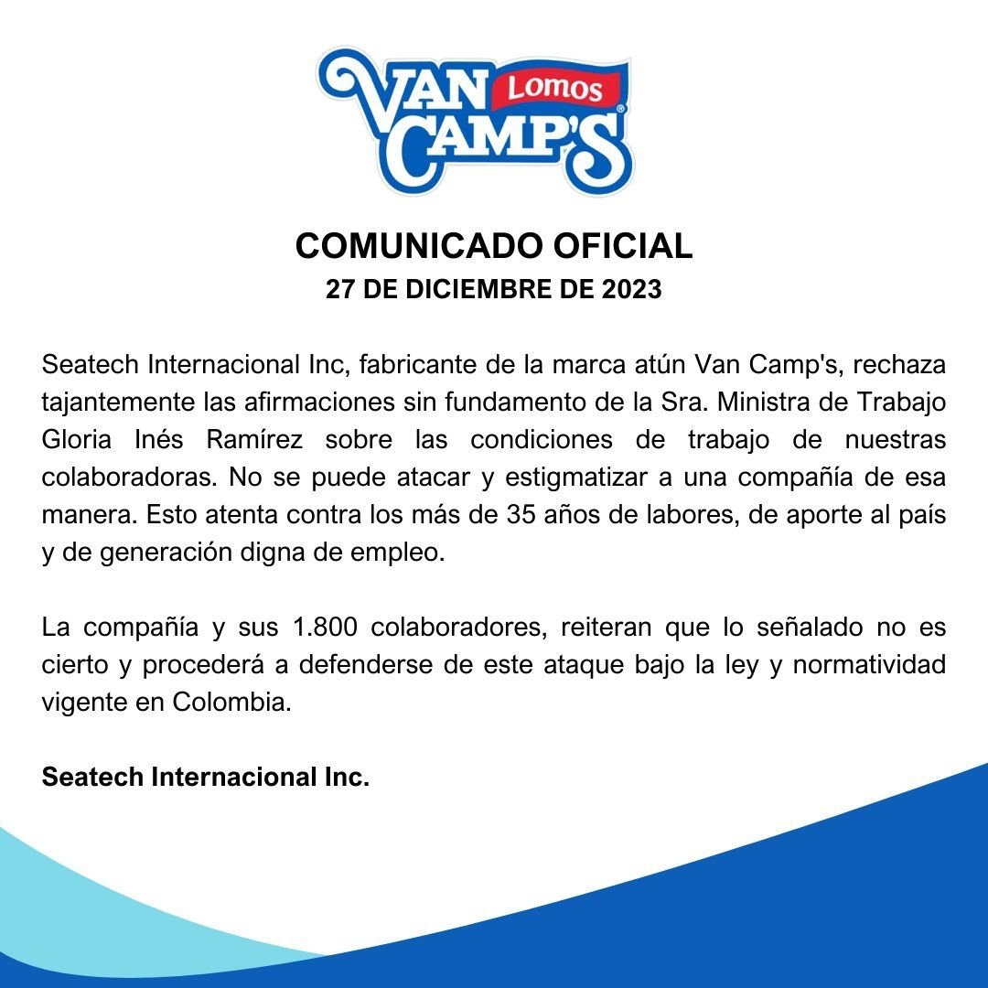 Van Camp's rechaza afirmaciones de MinTrabajo por presuntas condiciones laborales precarias 1 WhatsApp Image 2023 12 28 at 7.18.34 AM