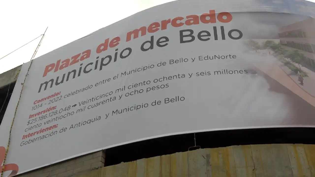 En un 57% avanza las obras de la Plaza de mercado de Bello