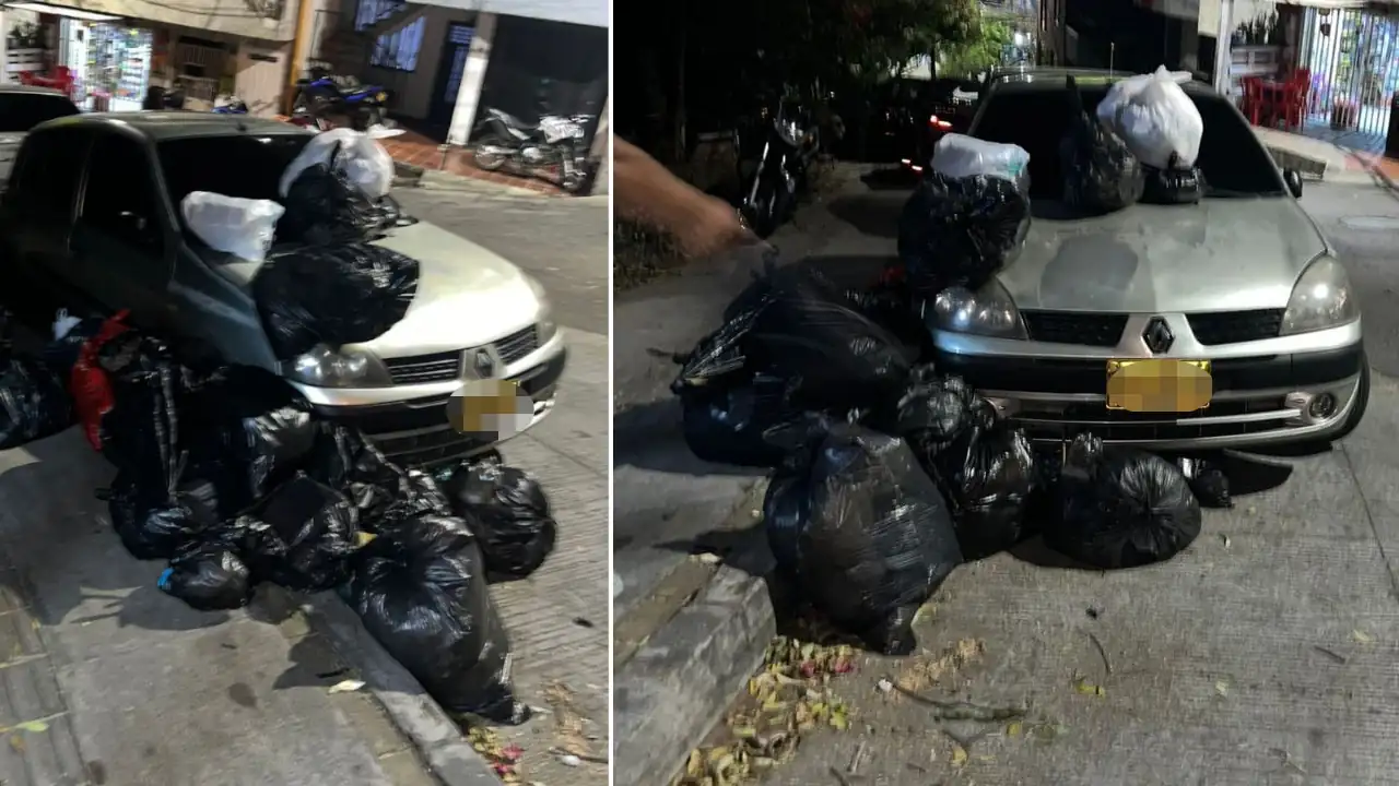 En Robledo, llenan de basuras a un carro que no dio paso al vehículo recolector carro-basuras-Robledo