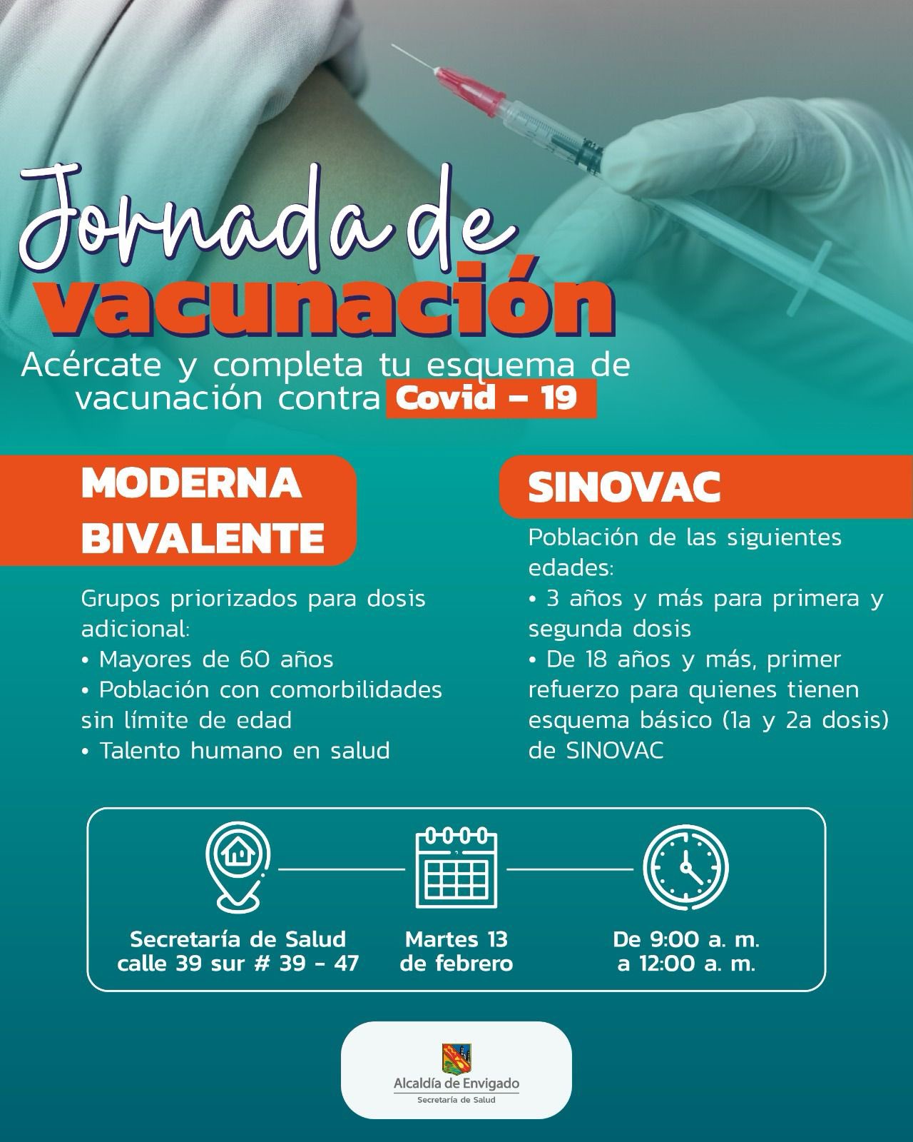 El martes habrá jornada de vacunación contra el Covid 19 en Envigado 1 vacunación covid
