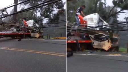 Vehículo chocó contra un poste en la variante Palmas Vehiculo-choco-contra-un-poste-en-la-variante-Palmas