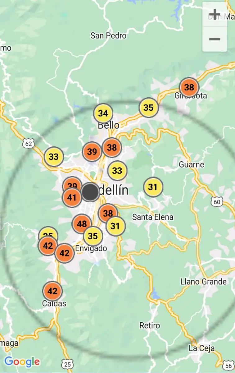 10 estaciones de calidad del aire del Valle de Aburrá están en naranja 1 siata-calidad-de-aire