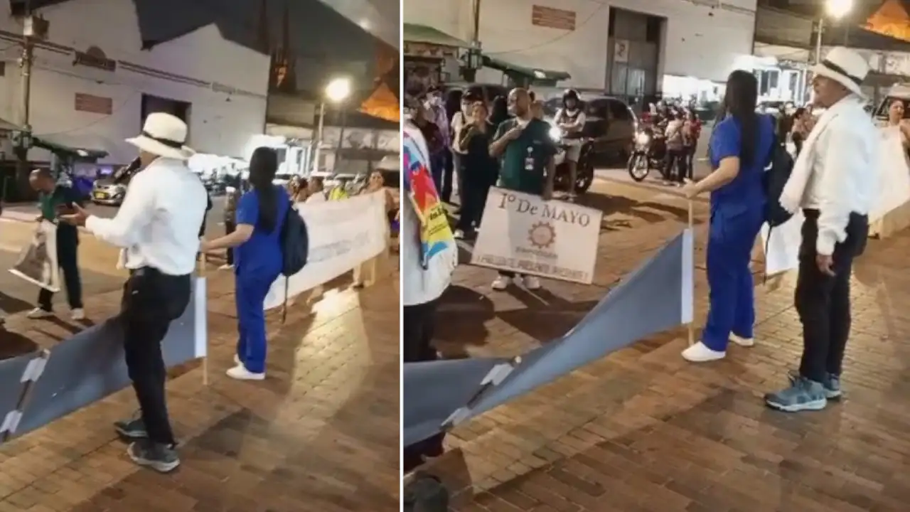 Algunos-empleados-del-Hospital-General-de-Medellin-celebran-el-cambio-de-administracion