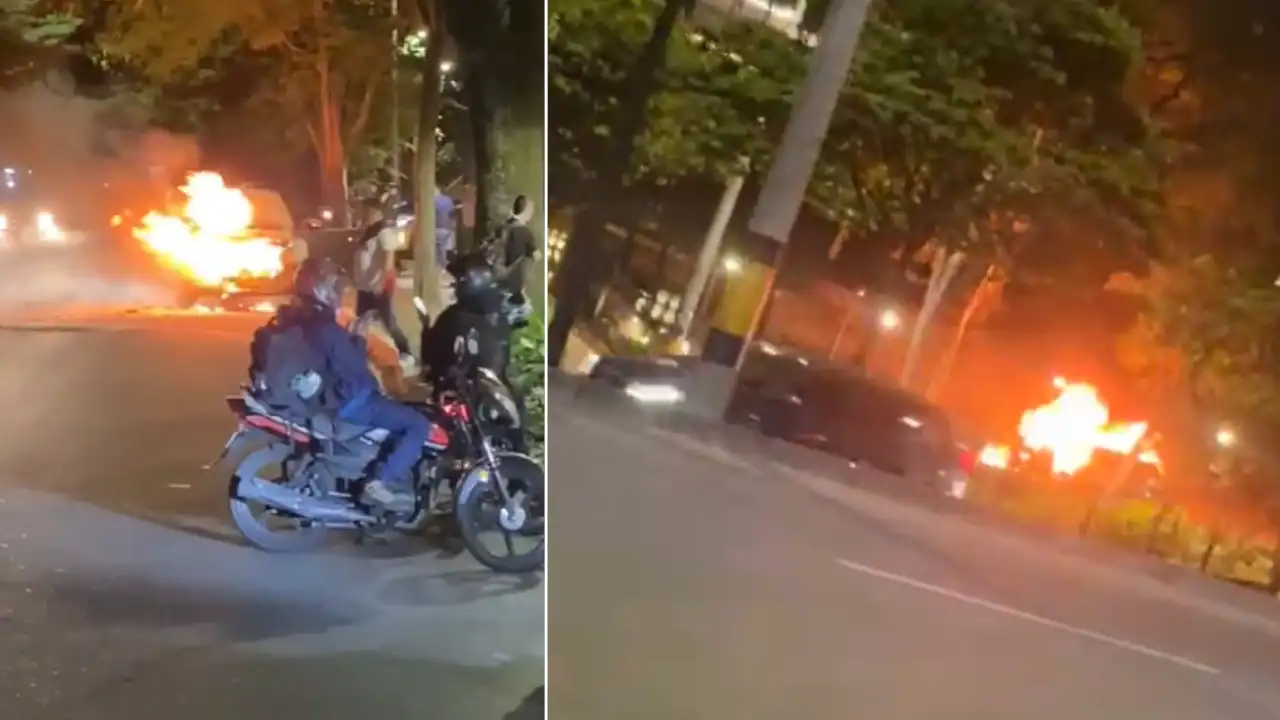 Un carro se incendió en la Avenida 80 de Medellín Un carro se incendió en la Avenida 80 de Medellín
