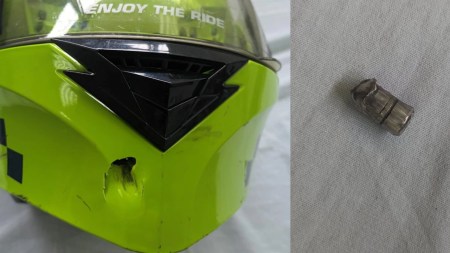 Policia recibe impacto en el casco en Yarumal