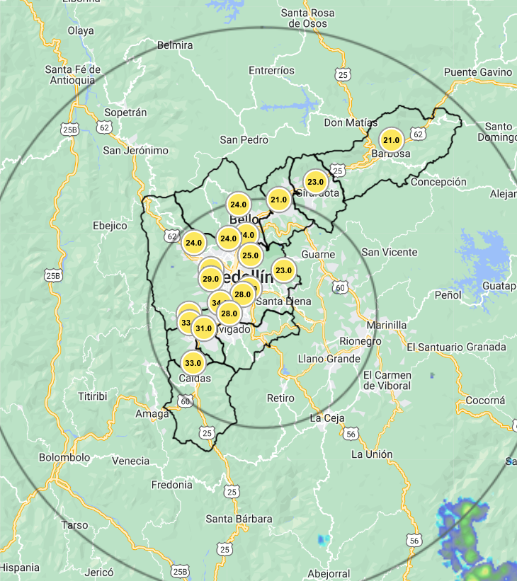 ¡Qué bien! En el Valle de aburrá, hoy 18 de abril amanecieron todos los indicadores de calidad del aire en amarillo 1 Captura de pantalla 2024 04 18 081324