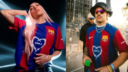 Feid brilla en Coachella con la camiseta del Barcelona con el logo de Karol G