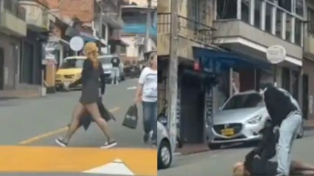 Mujer se acosto en plena via de Villa Hermosa sin miedo a los carros 1