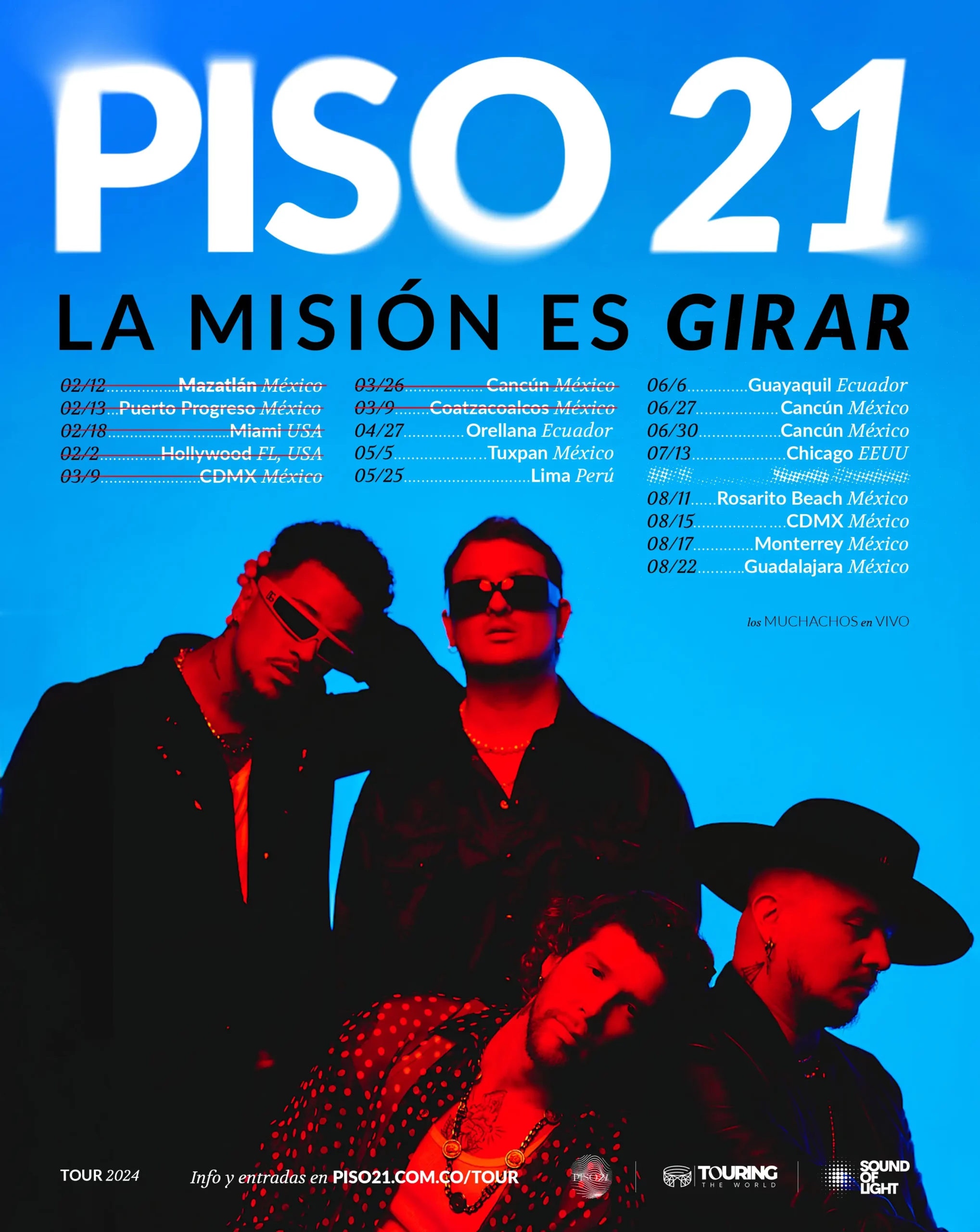 Piso 21 anuncia conciertos en México, Ecuador, Perú y Estados Unidos