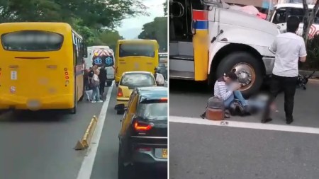 Mujer en moto es atropellada por un bus en el centro de Medellín
