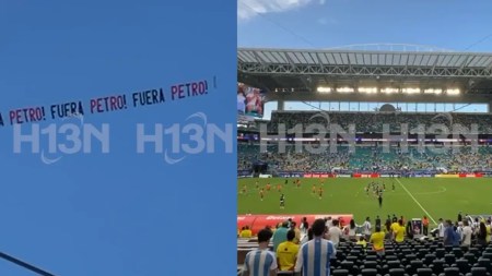 Video: "Fuera Petro" en el cielo del Hard Rock Stadium previo al partido entre Colombia y Argentina