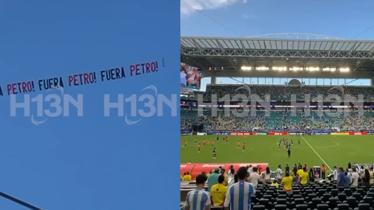 Video: "Fuera Petro" en el cielo del Hard Rock Stadium previo al partido entre Colombia y Argentina