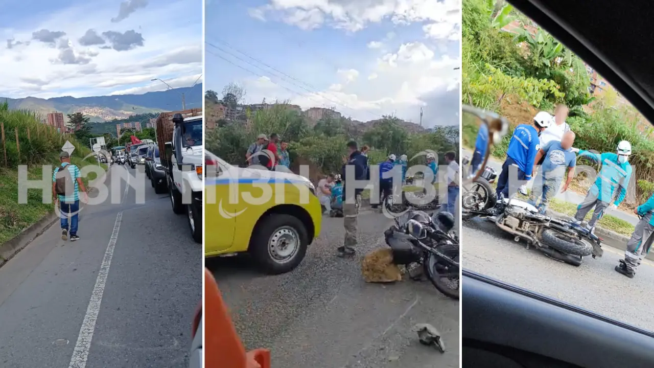 Dos motociclistas chocaron por culpa de una piedra en la vía, ocurrió en la autopista, a la altura de Vallejuelos