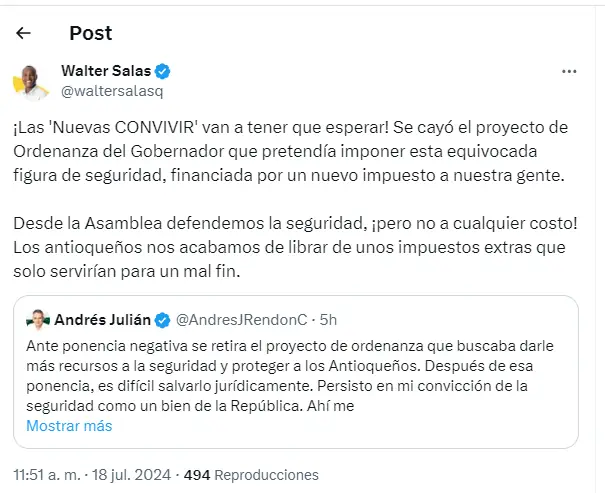 Diputados le negaron al Gobernador de Antioquia la autorización para subir impuestos 