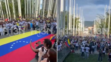 Ciudadanos venezolanos realizan una manifestación en Medellín contra los resultados de las elecciones en su país Ciudadanos venezolanos realizan una manifestación en Medellín contra los resultados de las elecciones en su país
