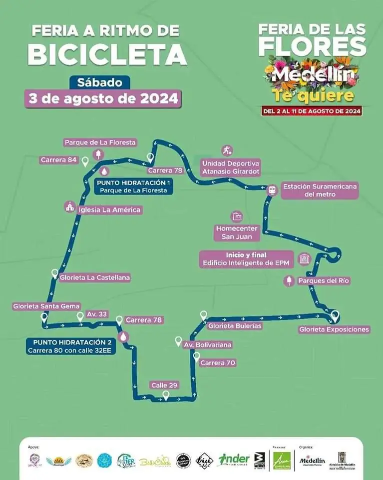 Todo listo para la ‘Feria a Ritmo de Bicicleta’ de las Ferias de las Flores; conozca dónde y cuándo es 2 recorrido-feria-ritmo-bicicleta-2024-medellin