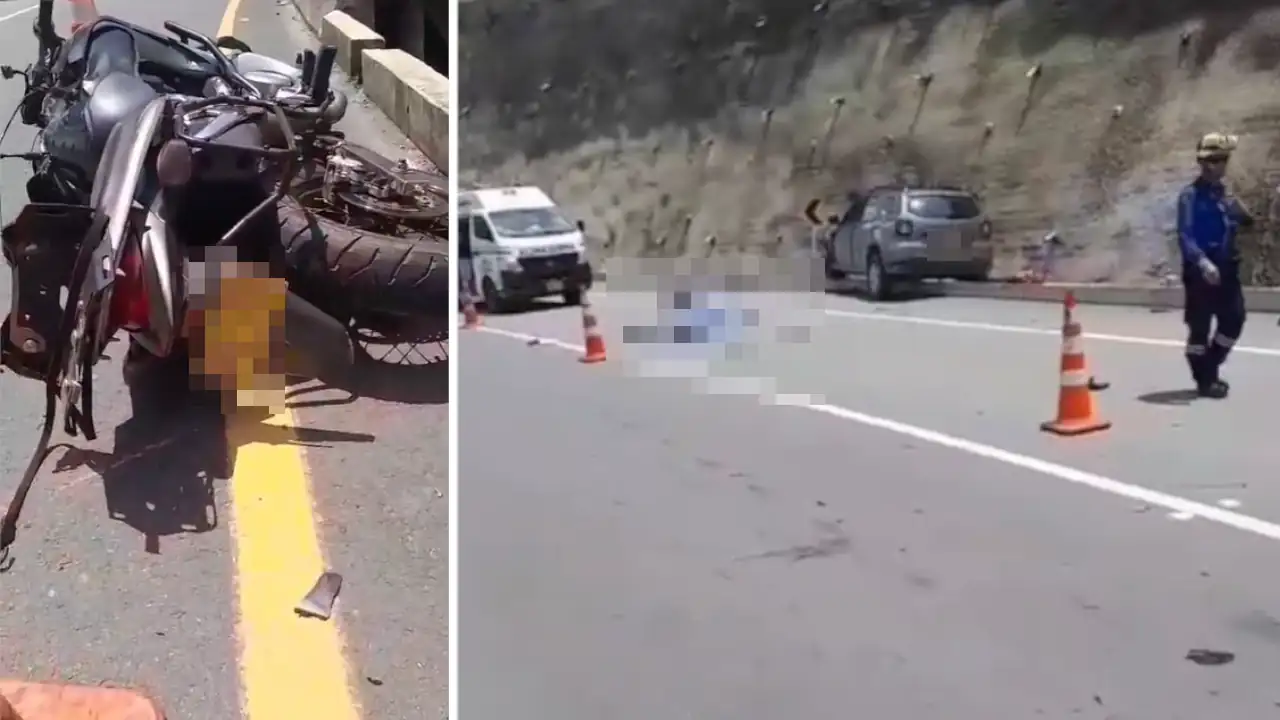 Motociclista y acompañante fallecen al chocar con una camioneta entre Medellín y Bolombolo