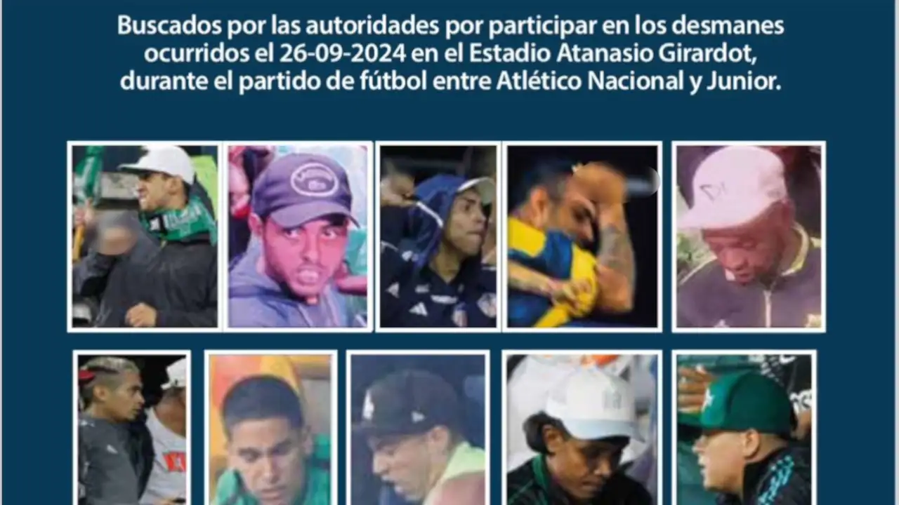 Alcaldía de Medellín identifica a los presuntos implicados en los disturbios en el partido Nacional vs Junior cartel-disturbios