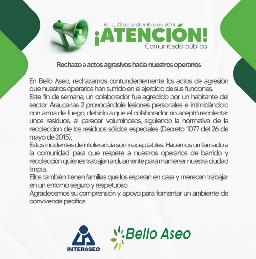 empresa de aseo bello comunicadi