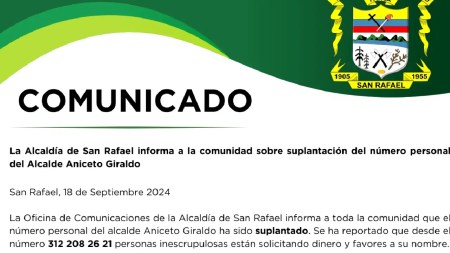suplantacion numero alcalde san rafael