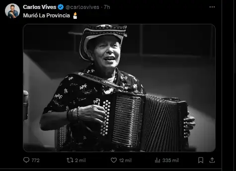 “Murió La Provincia”: Carlos Vives al enterarse del fallecimiento de Egidio Cuadrado