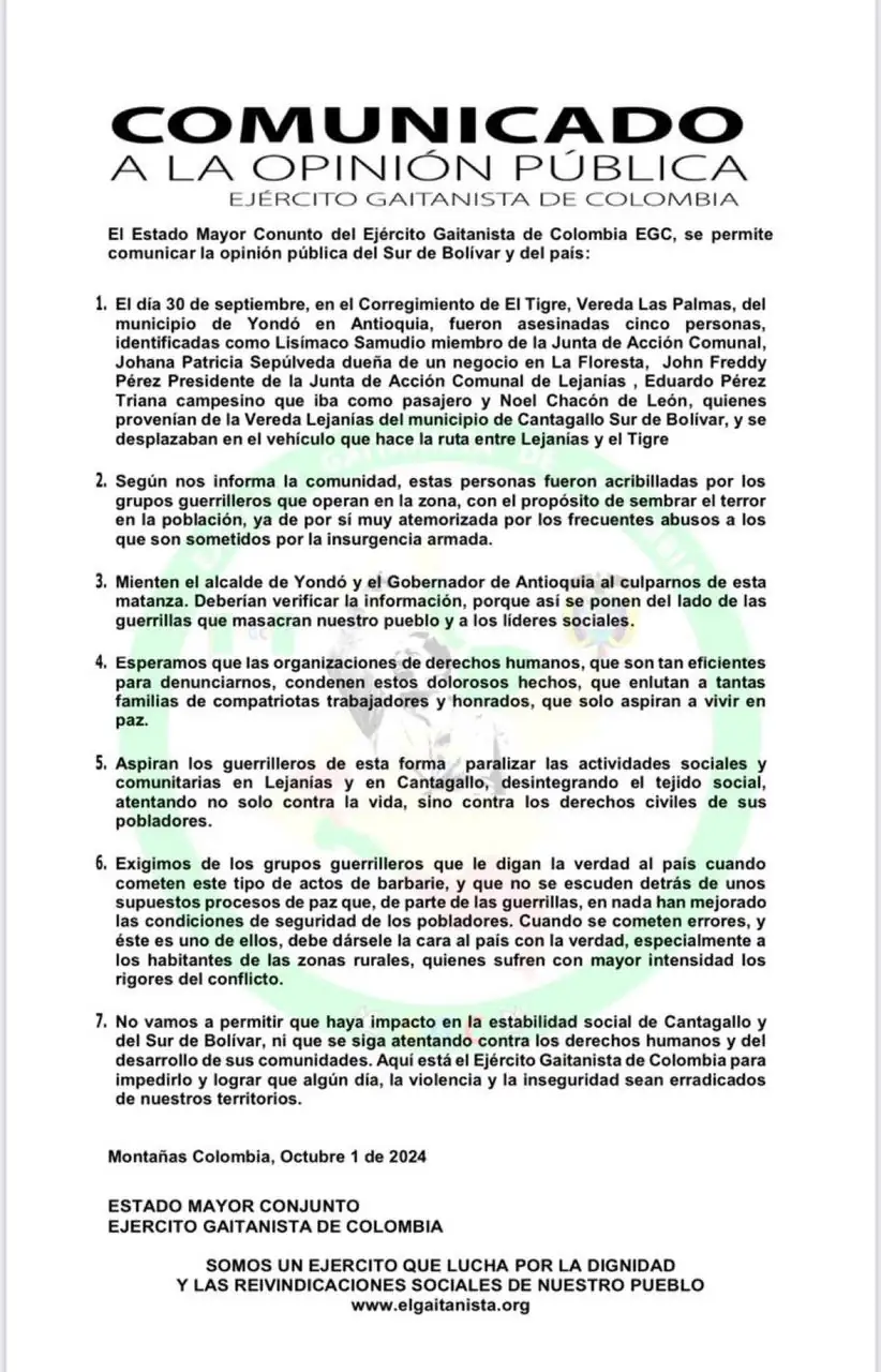 Masacre en Yondó: Disidencias de las FARC serían los responsables: Gobernador 