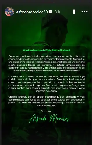 Alfredo Morelos se disculpa tras accidente: “lamento sinceramente cualquier inconveniente que este incidente haya podido causar” 1 Alfredo Morelos se disculpa tras accidente: “Lamento sinceramente cualquier inconveniente que este incidente haya podido causar”